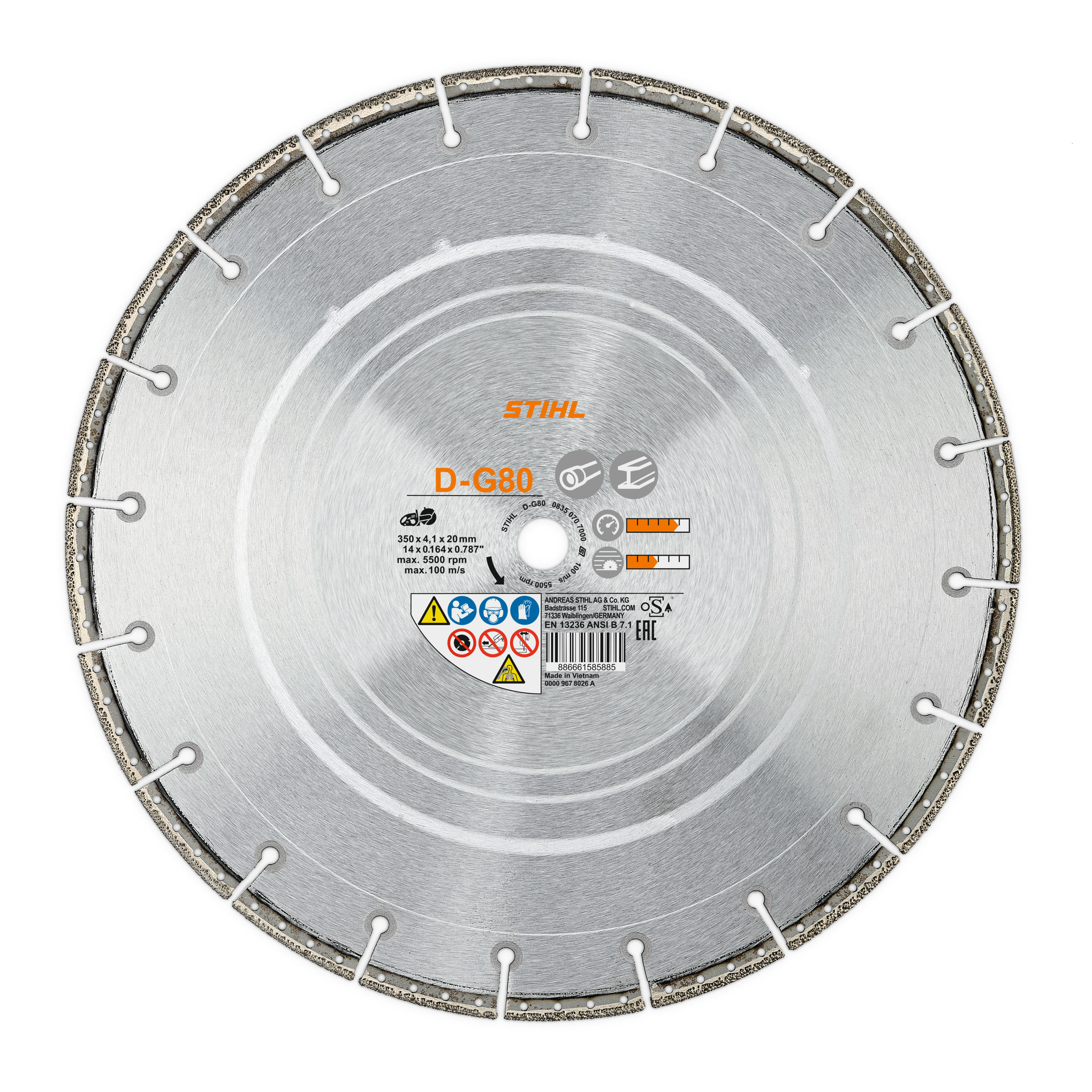 Disque de coupe diamanté de 12 po - Fonte ductile D-G80