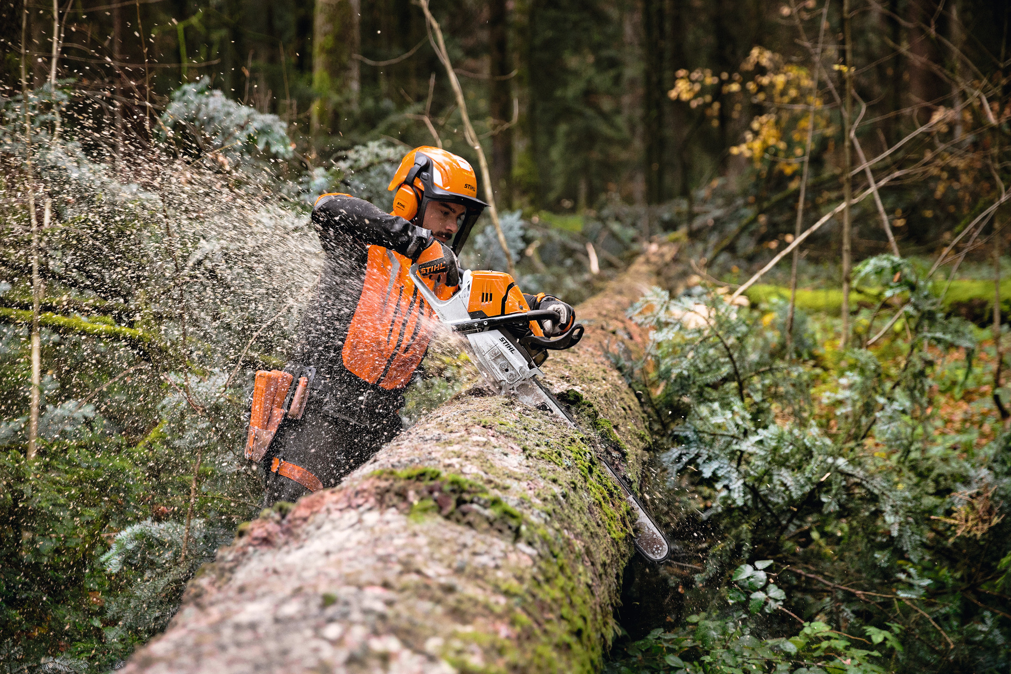 the MS 500i high-performance gas-driven chainsaw