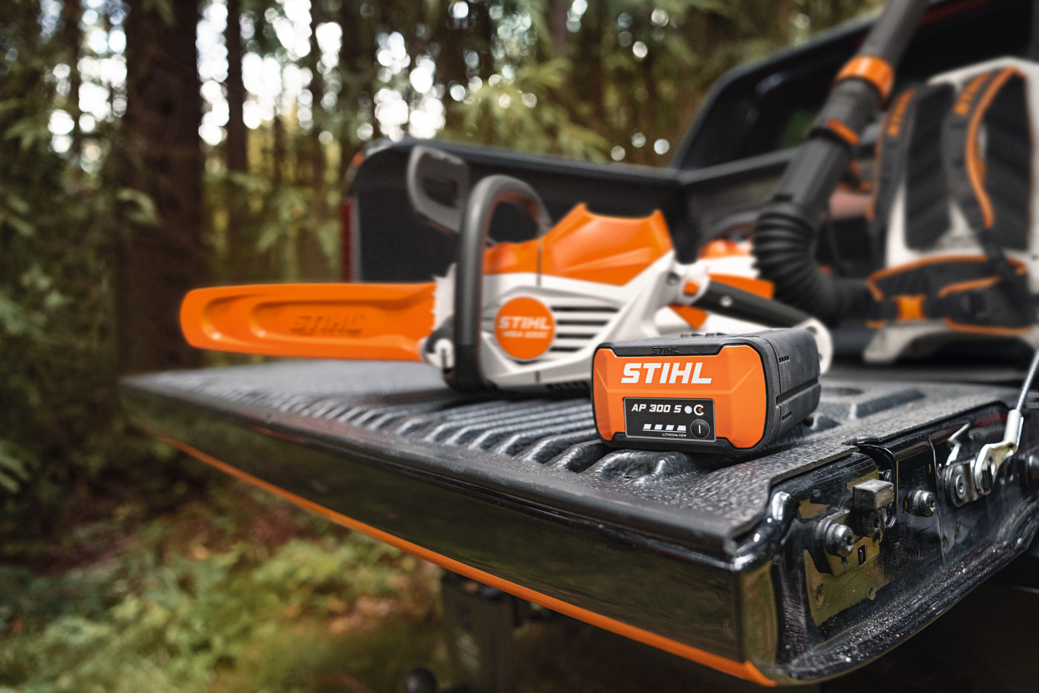 STIHL Akku AP 300 S vor weißem Hintergrund
