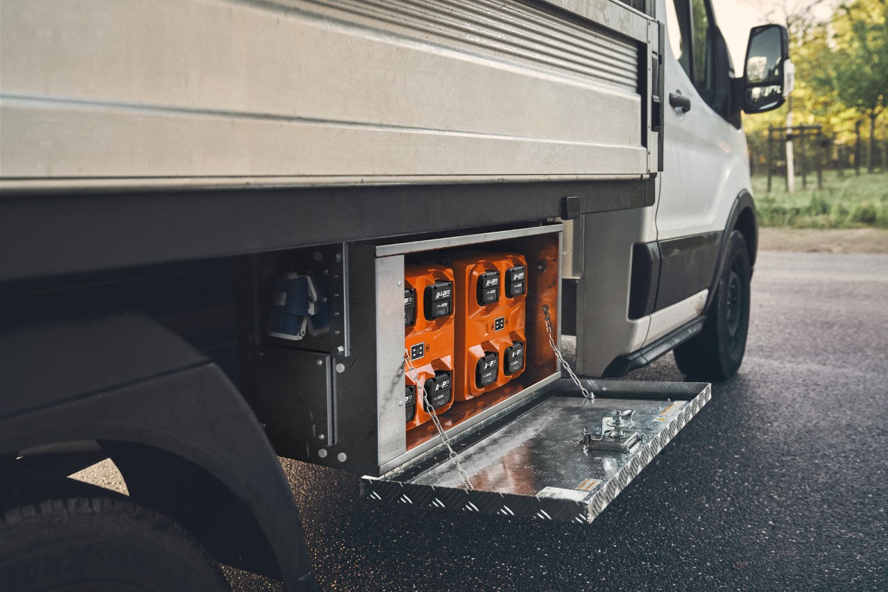 ALLPRO batteries mounted on the vehicle in the STIHL CB 1 charging station