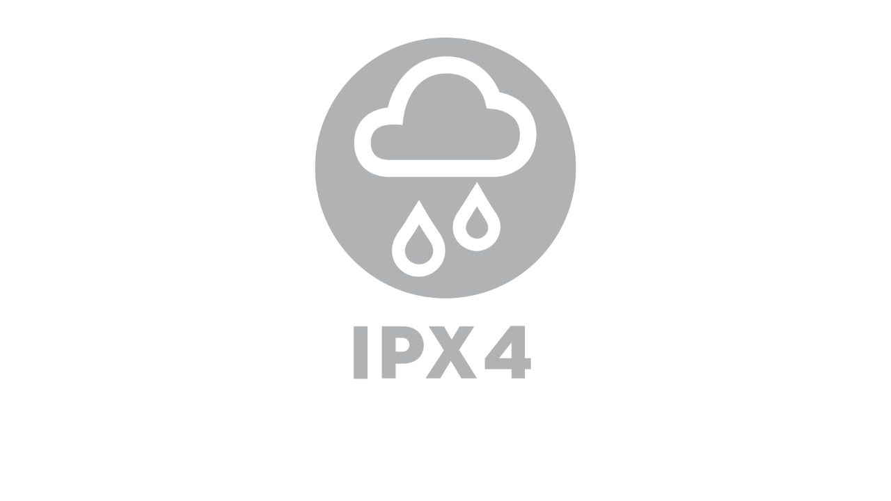 Icon with a rain cloud, captioned “IPX4”