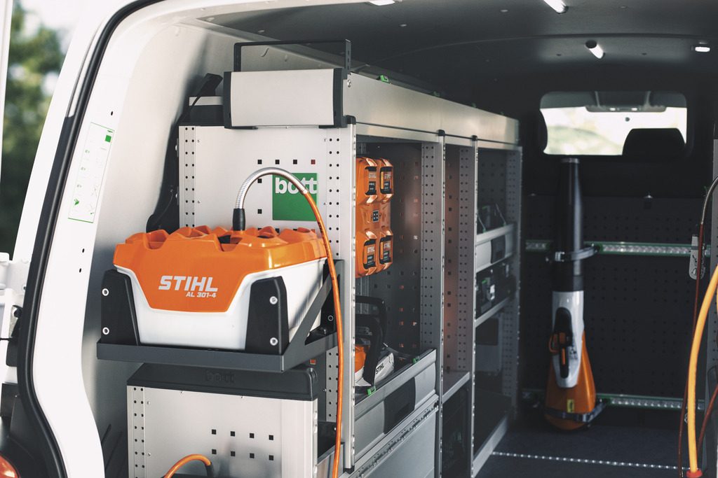 ALLPRO batteries and chargers in a truck